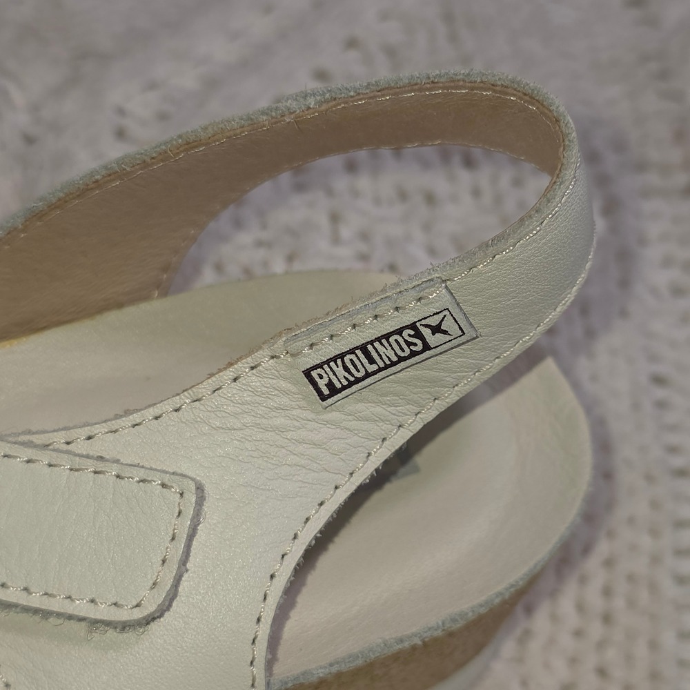 Pikolinos Monk Strap Sandals White Metallic Leather Platform Women 38 Excellent - Picture 4 of 7